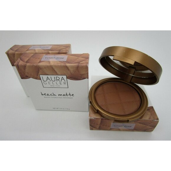 LAURA GELLER Beach Matte Baked Hydrating Bronzer SUNSET DEEP - Lot of 3